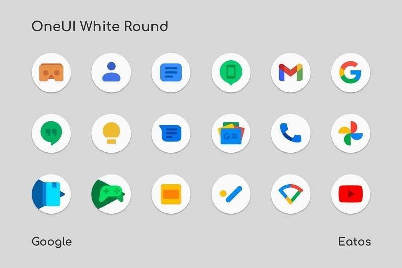 One UI 3 .  gói mod biểu tượng tròn màu trắng