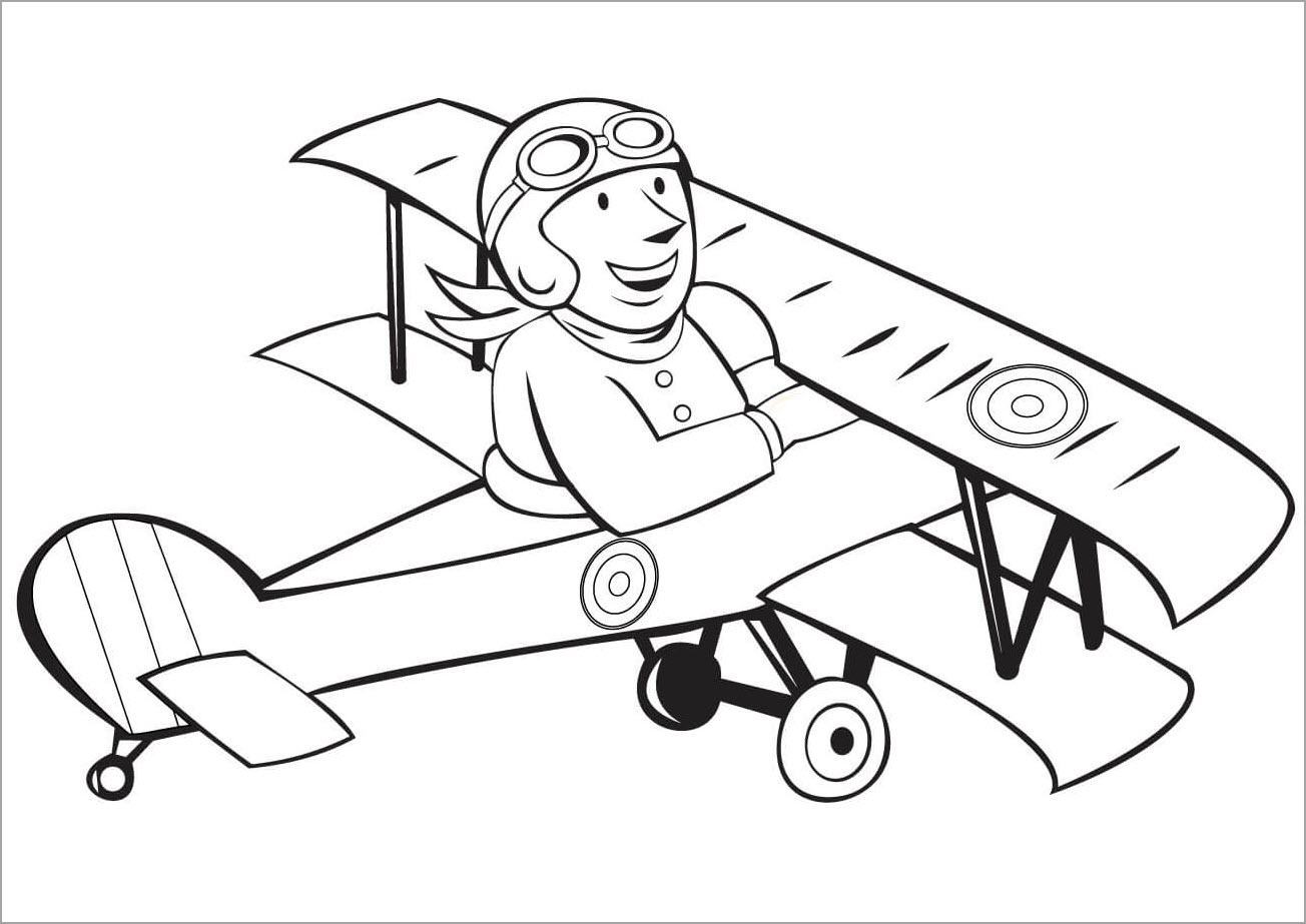 Airplane theme coloring pages for kids