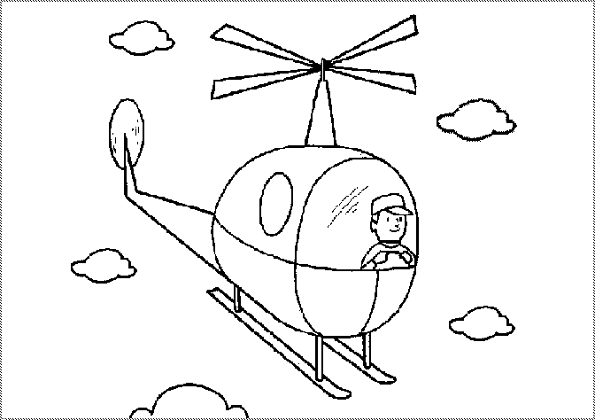 Beautiful helicopter coloring page for kids