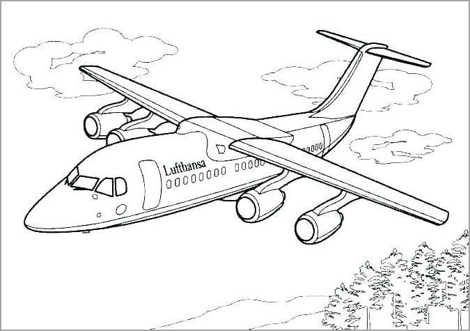 Drawing airplanes for kids to practice coloring