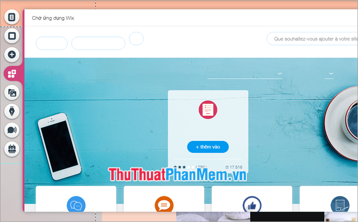 Tìm ứng dụng bạn muốn đưa vào trang web