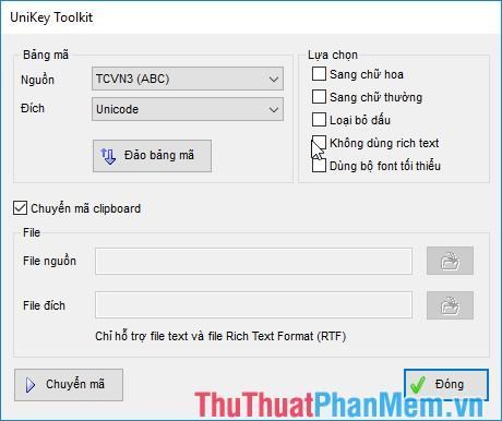 Chuyển đổi giữa các mã hóa bằng Clipboard