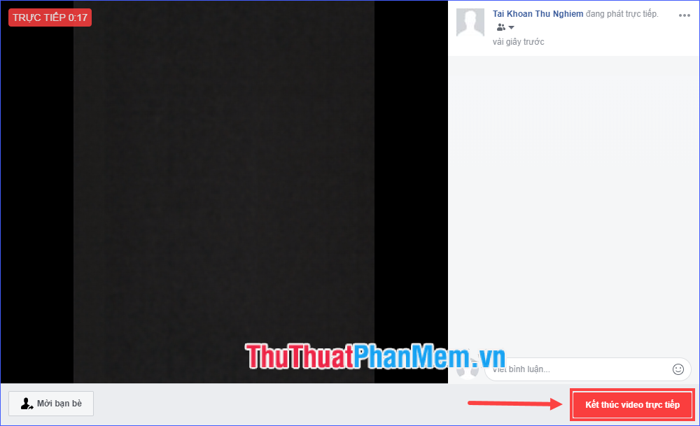 Nhấp vào Kết thúc video trực tiếp