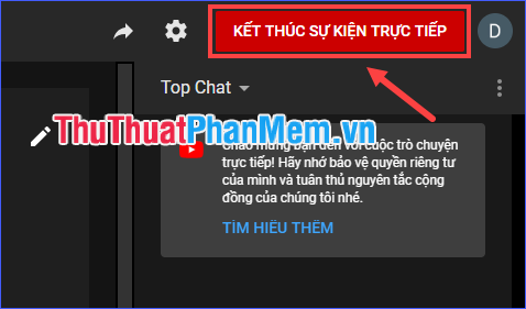 Kết thúc phát trực tiếp trên YouTube