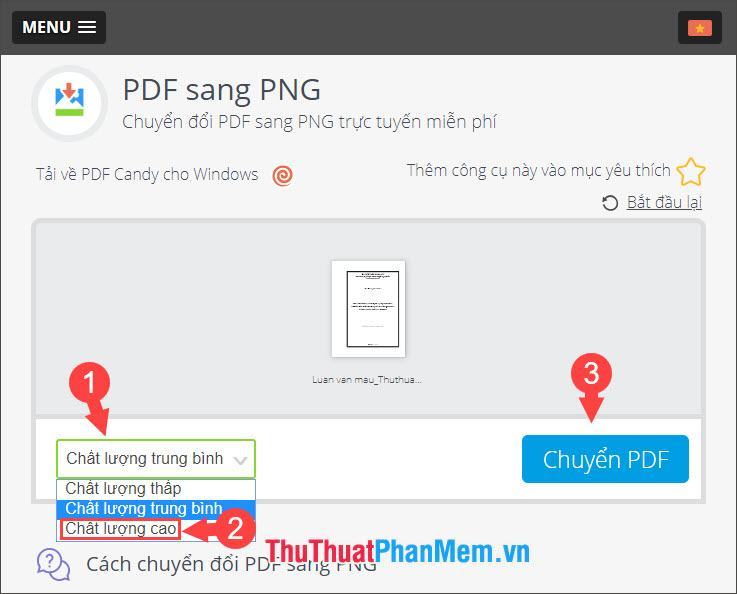 Chọn Chất lượng cao rồi nhấp vào Chuyển đổi PDF