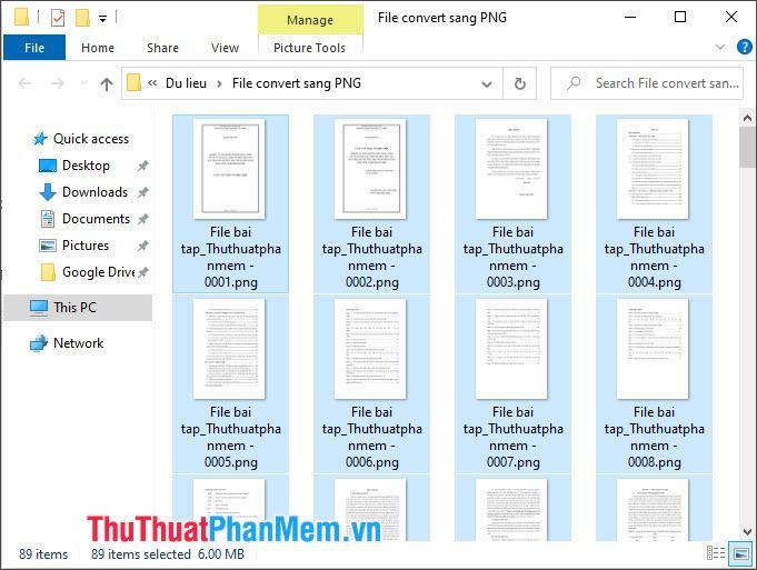 Thư mục chứa file ảnh PNG đã chuyển đổi