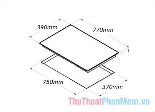 Bếp điện từ 3 lò hình chữ nhật