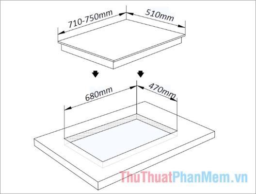 Kích thước bếp gas âm 4 lò nấu