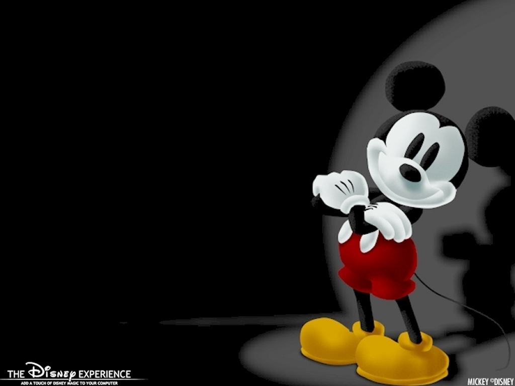 Chuột Mickey trên nền đen với đèn tròn