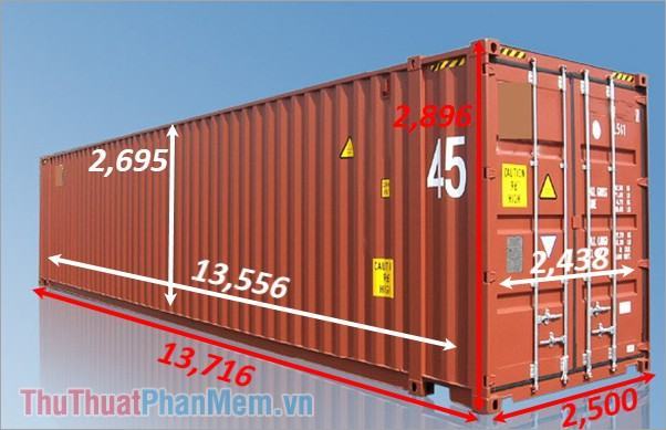 Kích thước container 45 feet