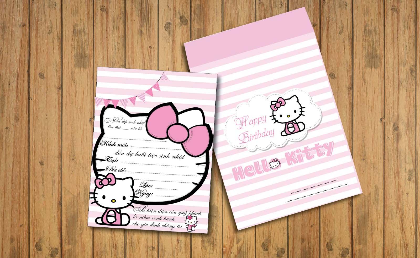 Mẫu thiệp mời sinh nhật Hello kitty