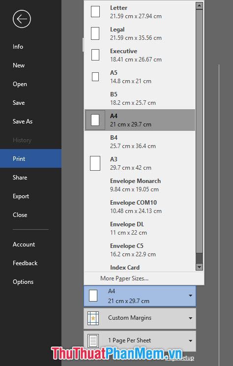 Chọn khổ giấy phù hợp cho tài liệu và phương tiện in của bạn