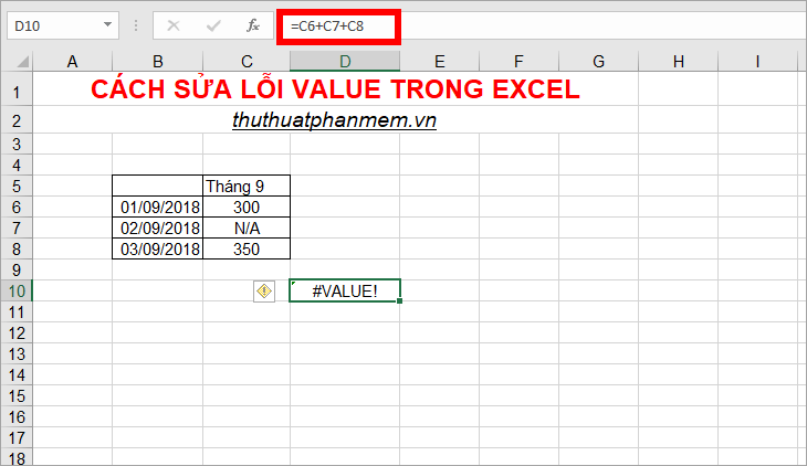 Lỗi Value xảy ra khi sử dụng các toán tử số (+,*)