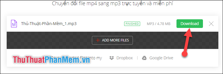 Chọn download để tải file MP3 về máy tính