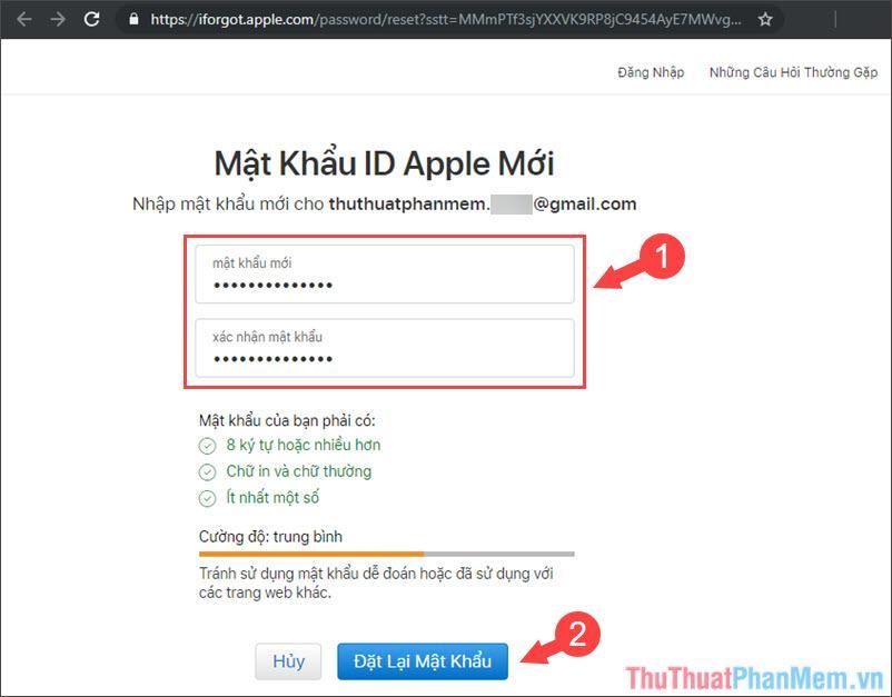 Nhập mật khẩu mới cho ID Apple của bạn