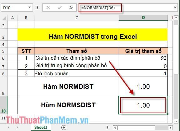Hàm NORMDIST trong Excel 7