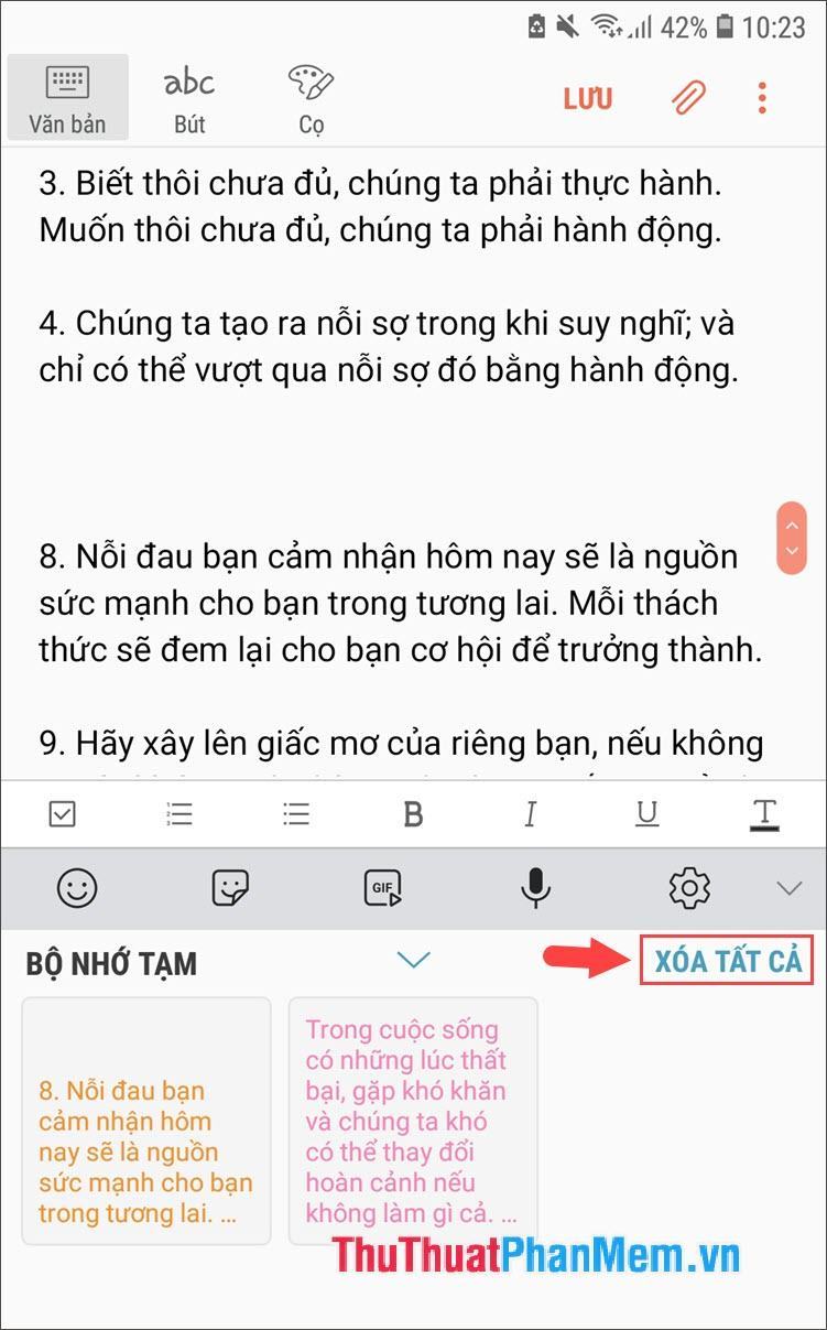 Chọn Xóa tất cả