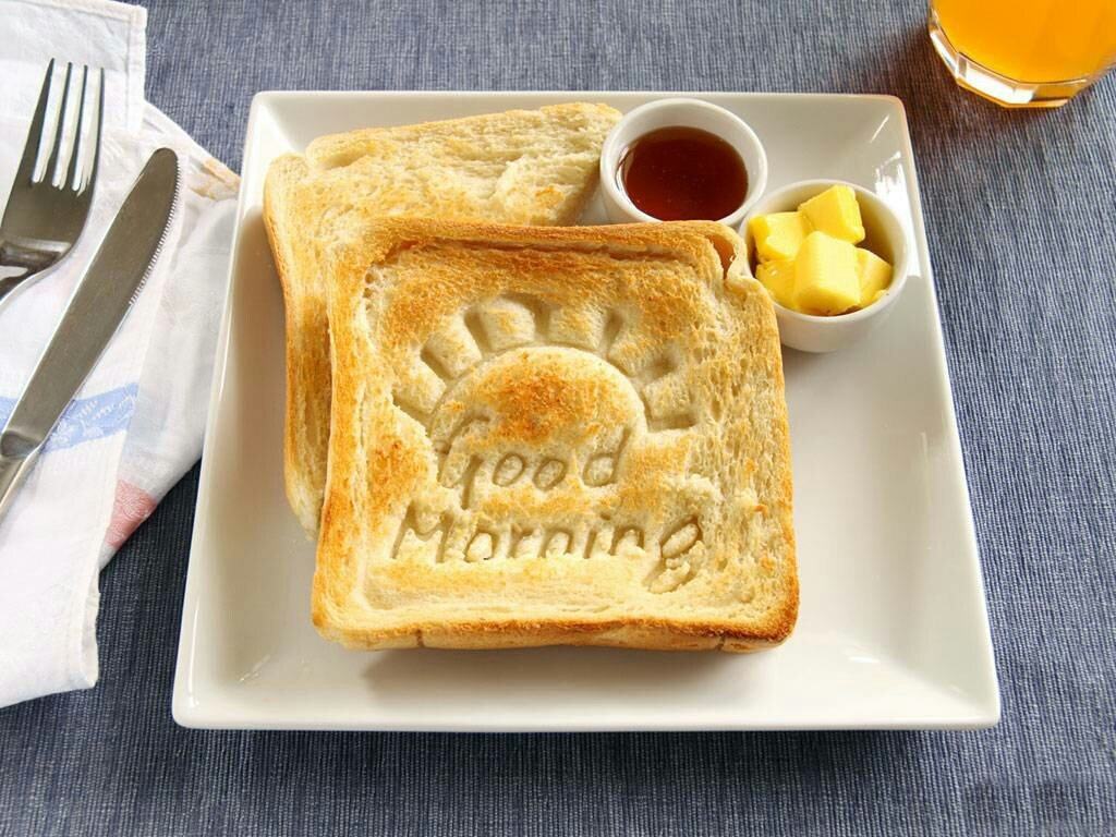 Hình ảnh bữa sáng với lời chúc ngày mới tốt lành