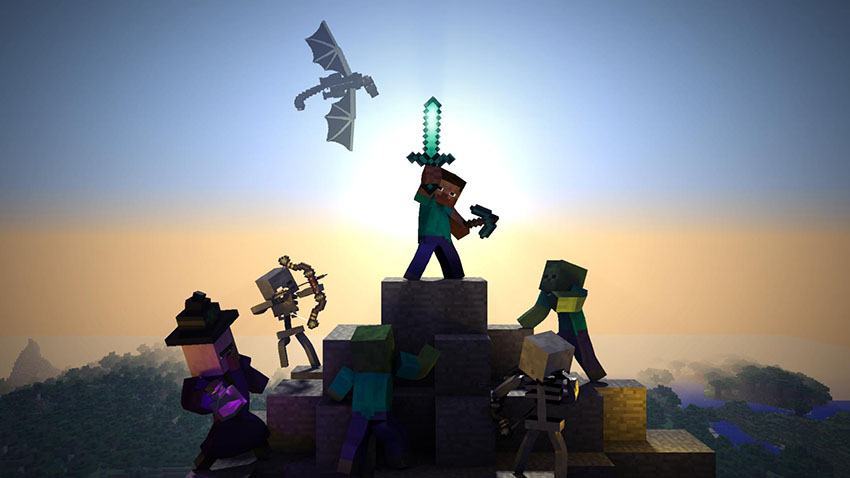 Hình ảnh chiến đấu của các nhân vật Minecraft ấn tượng