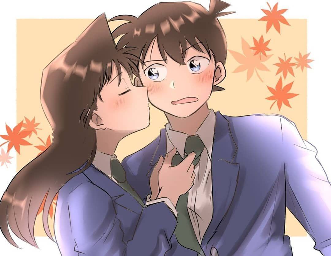 Ran hôn lên má Shinichi