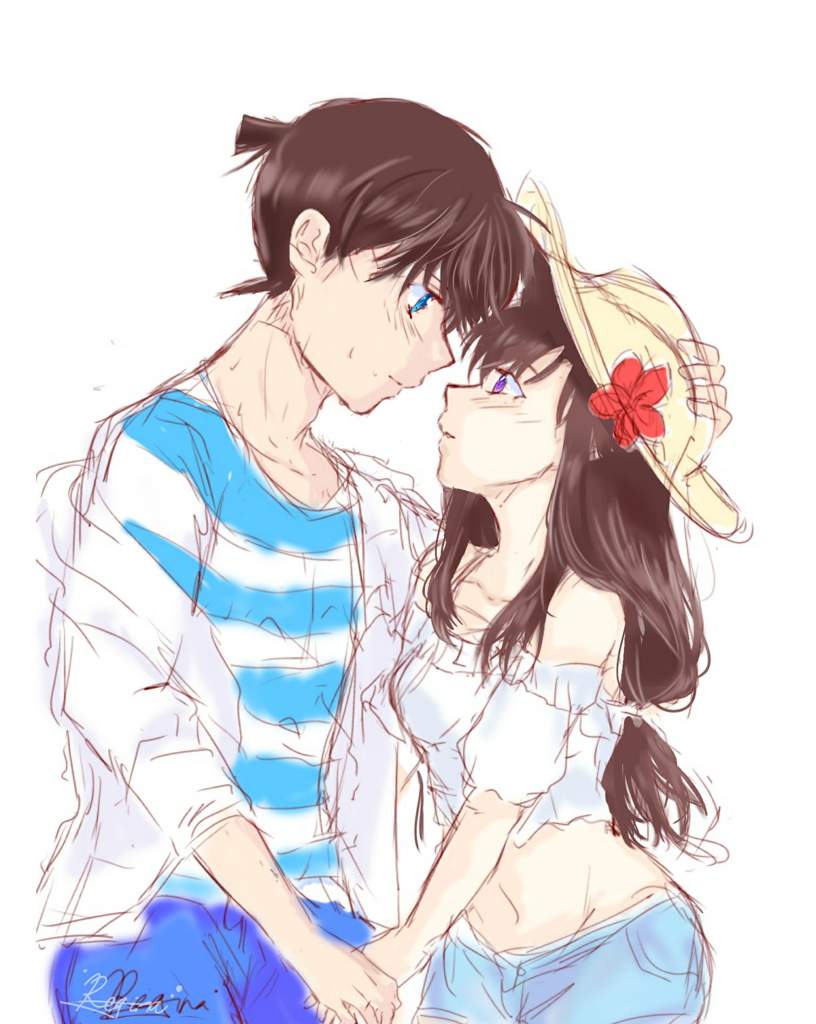Shinichi và Ran hôn fanart