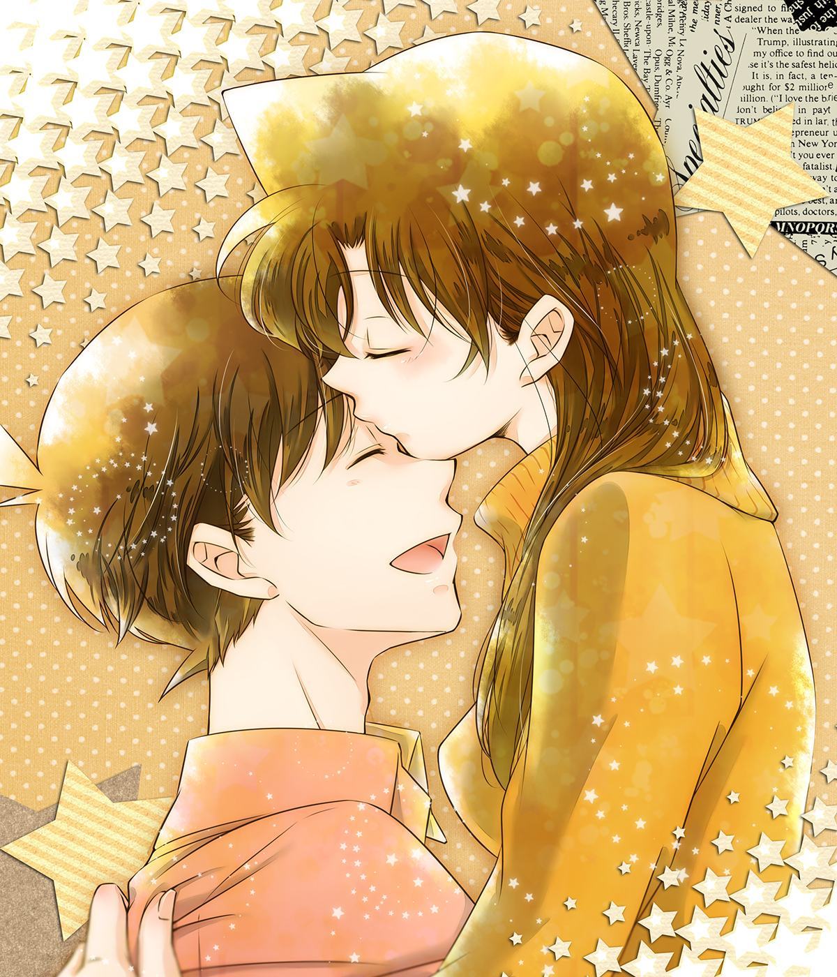 Ran và Shinichi hôn nhau rất hạnh phúc