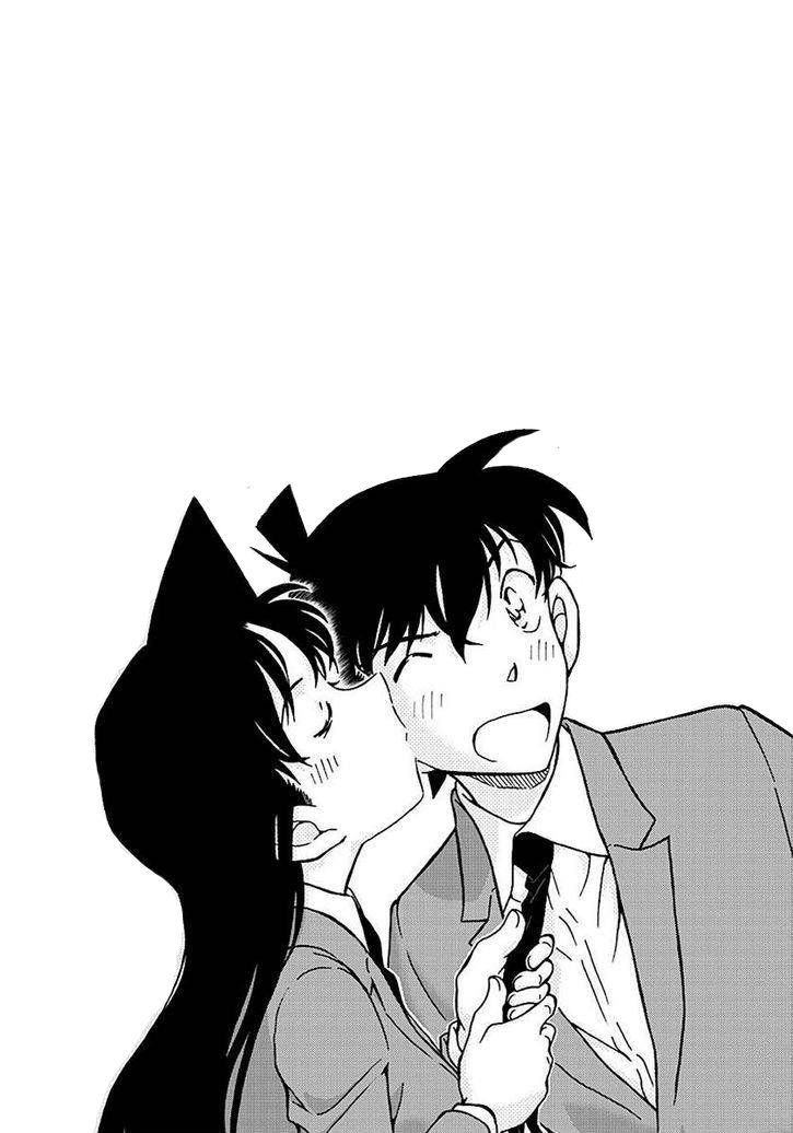 Hình ảnh Shinichi và Ran hôn nhau đen trắng