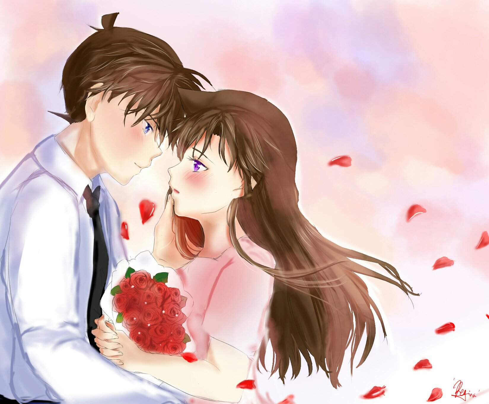 Hình ảnh nụ hôn đẹp của Shinichi và Ran