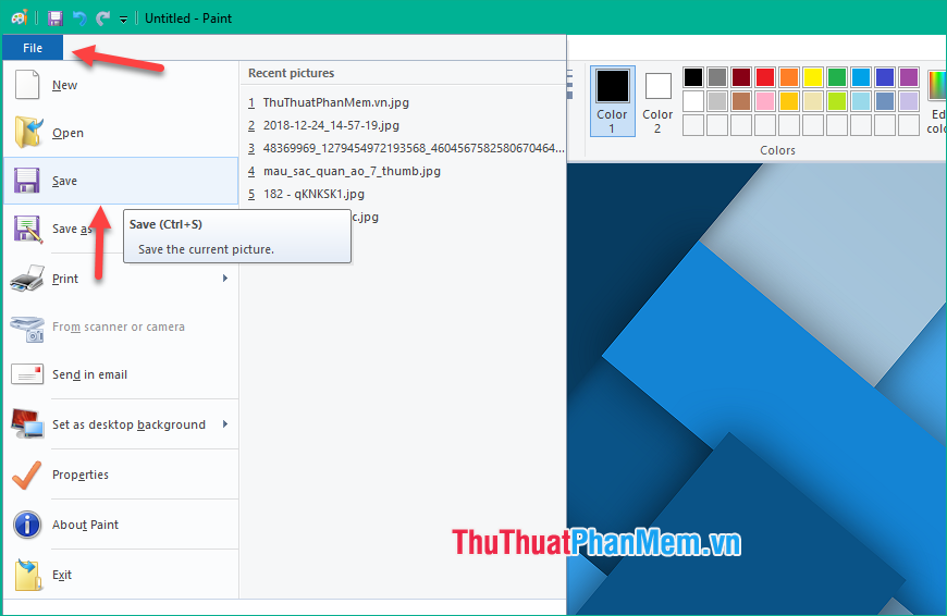 Chọn File - Save để lưu ảnh