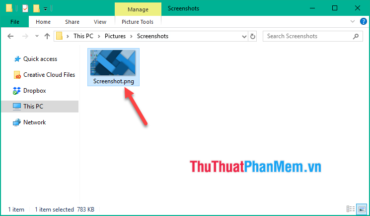 Vào My Computer, mở thư mục Pictures, vào thư mục Screenshots