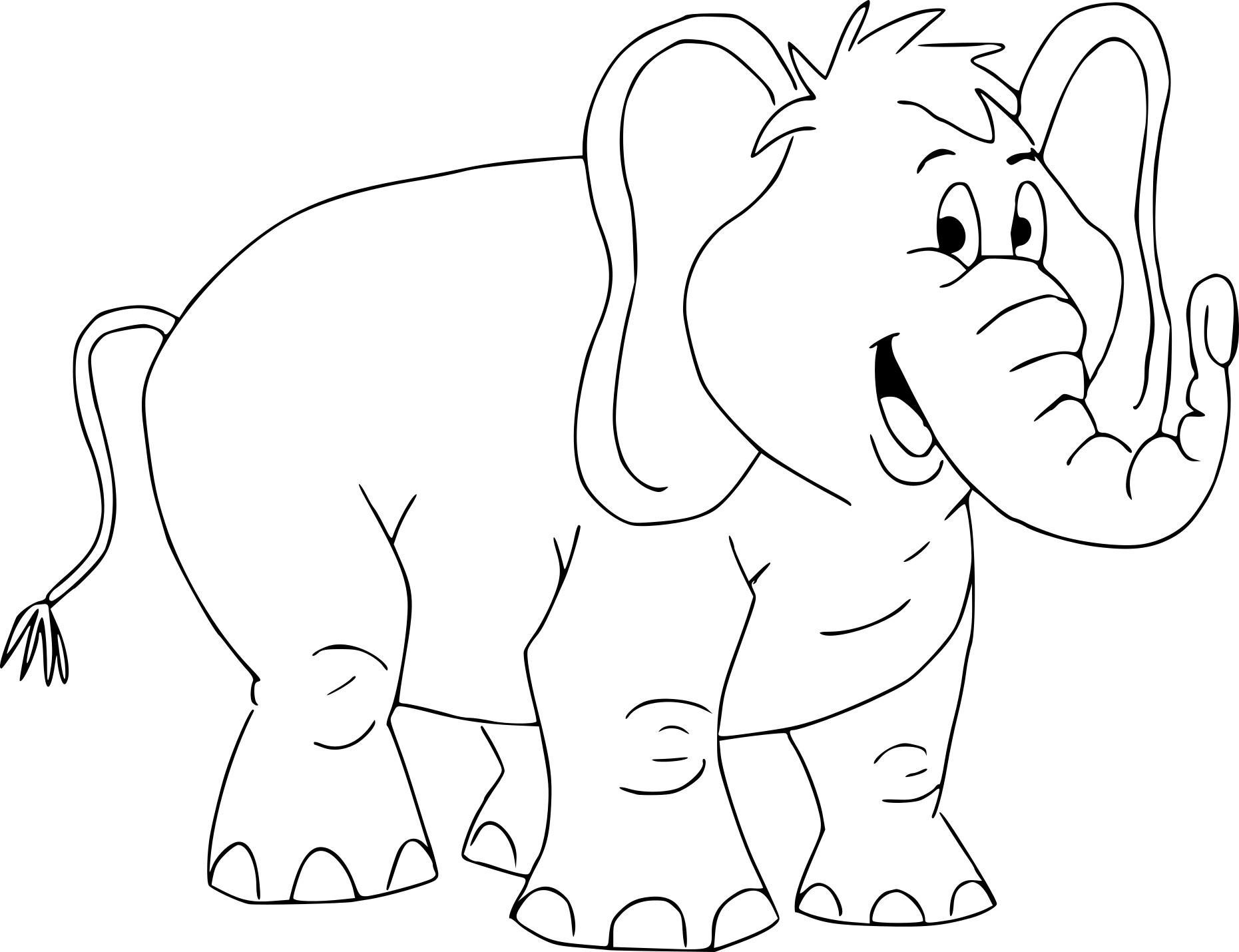 Tranh tô màu con voi hoạt hình đẹp