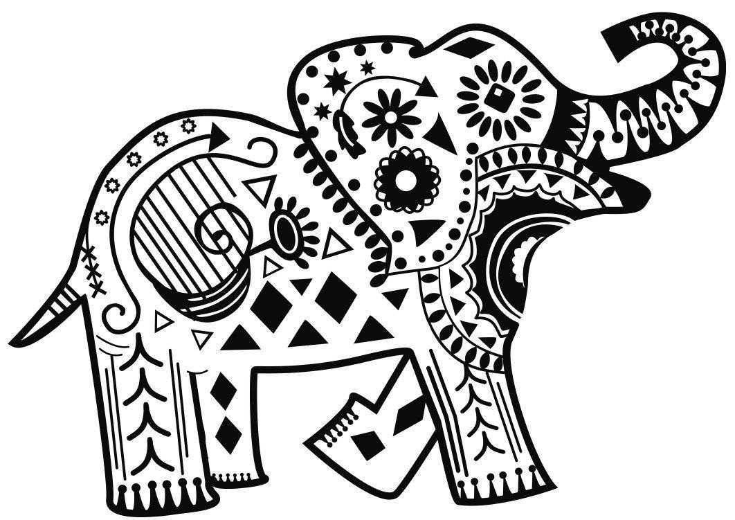 Tranh tô màu họa tiết con voi đặc sắc