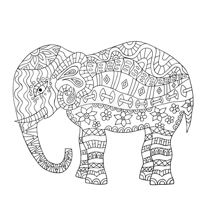 Tranh tô màu nhiều họa tiết về con voi