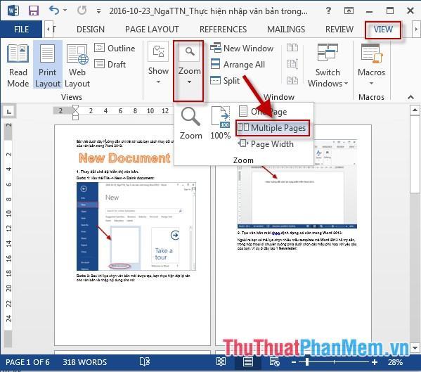 Chuyển đến tab Xem - Tùy chọn thu phóng- bấm