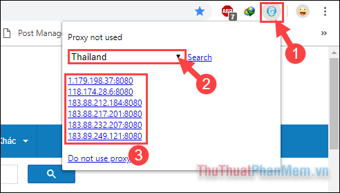 Tiện ích GeoProxy xuất hiện ở góc phải thanh công cụ của Chrome