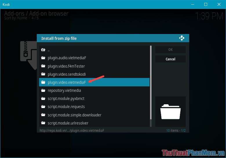 Chọn plugin.video.vietmediaF