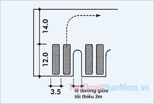 Kích thước bãi đậu xe buýt tiêu chuẩn