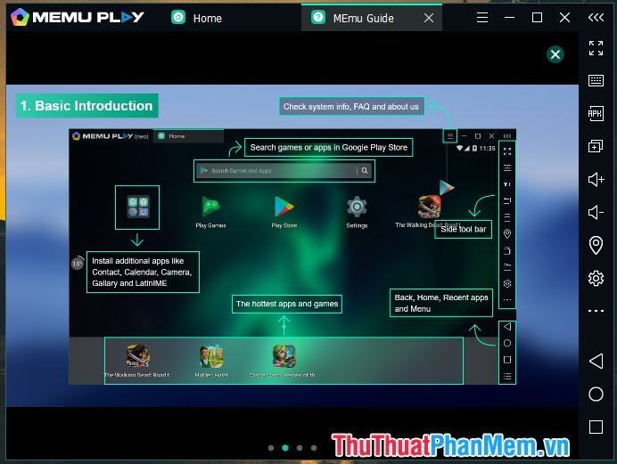 Giao diện MEmu sau khi khởi động