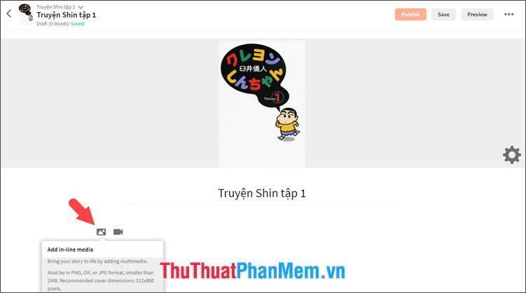 Chọn Thêm phương tiện nội tuyến