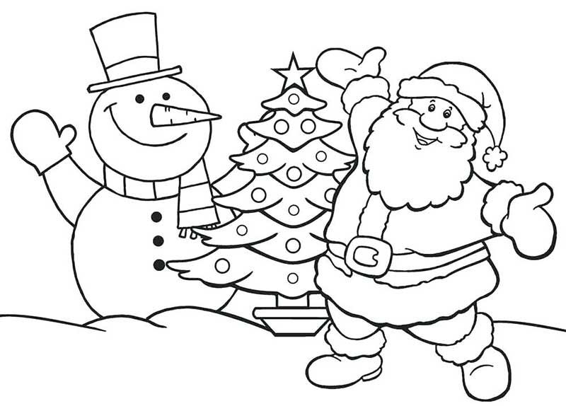 Tranh tô màu ông già Noel và người tuyết cho bé