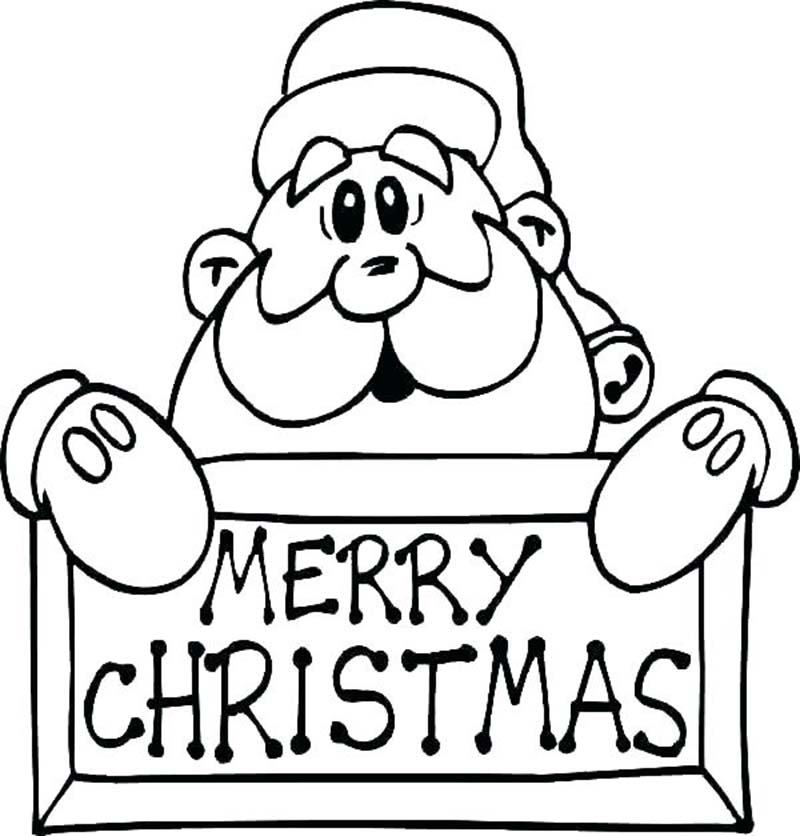 Tranh tô màu khuôn mặt ông già Noel đẹp nhất có dòng chữ Merry Christmas