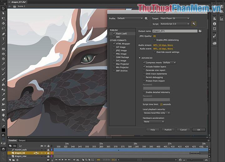 Adobe Animate hỗ trợ người dùng vẽ và tạo ký tự trực tiếp trên phần mềm và phần mềm có thể liên kết với bảng vẽ điện tử.