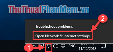 Click chuột phải vào Computer Icon - Chọn Open Network & Internet settings