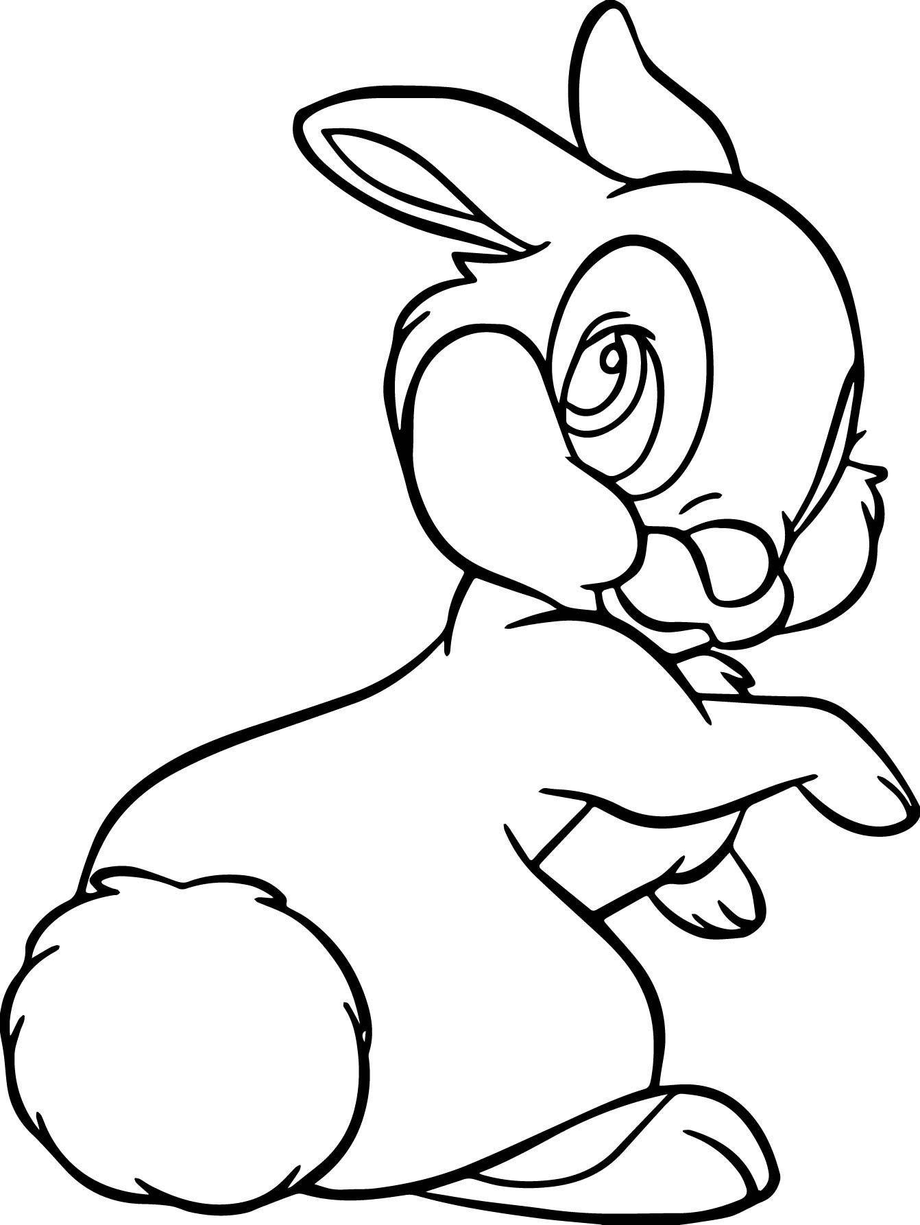 Tranh tô màu chú thỏ quay lưng đáng yêu