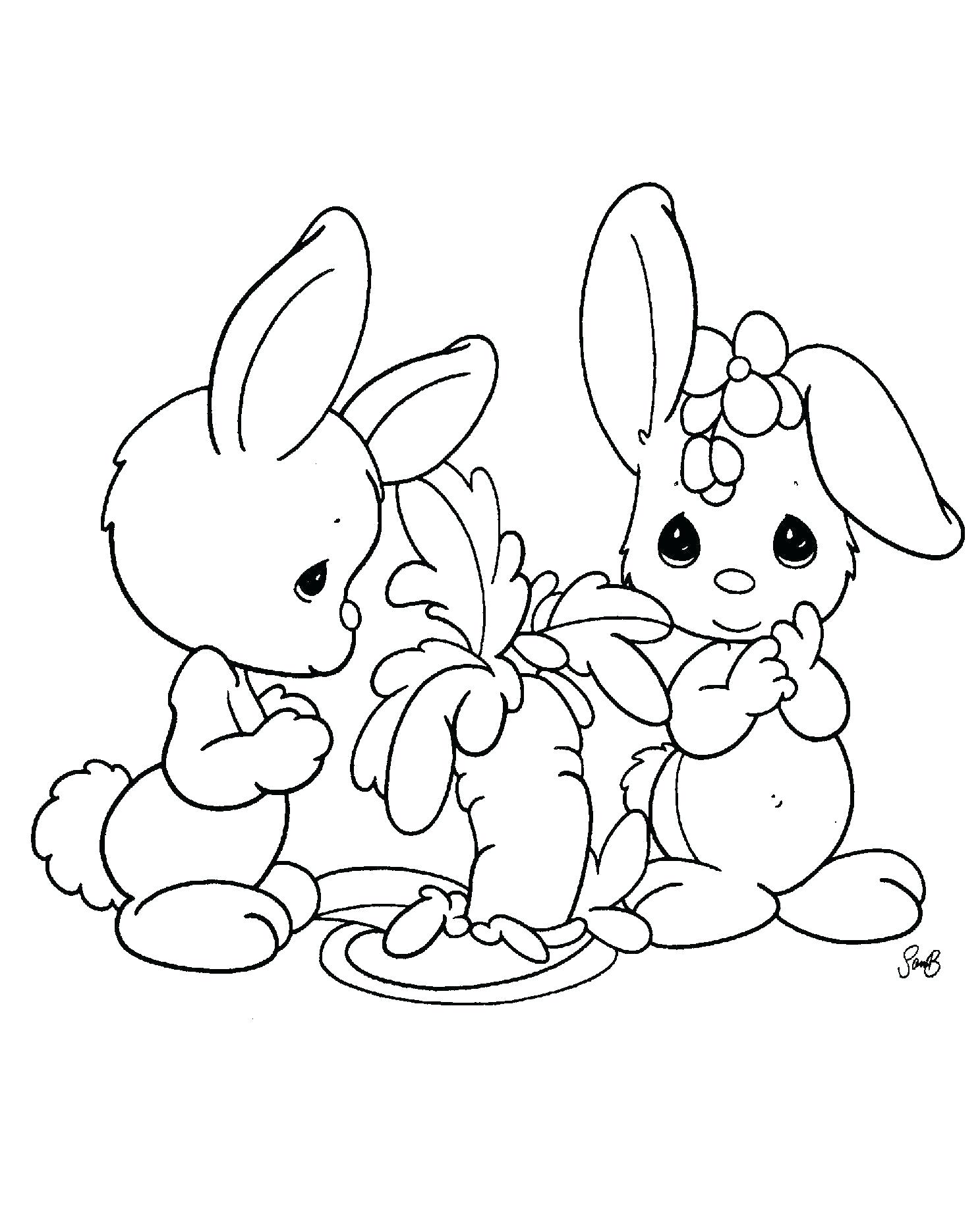 Tranh tô màu hai con thỏ và củ cà rốt