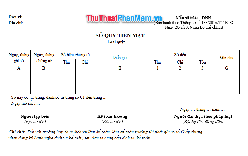 File excel sổ quỹ tiền mặt demo mẫu 2