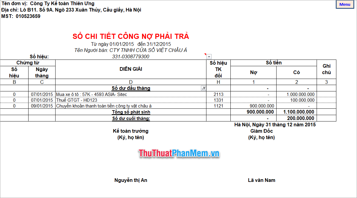 Demo file Excel mẫu sổ quỹ tiền mặt 5