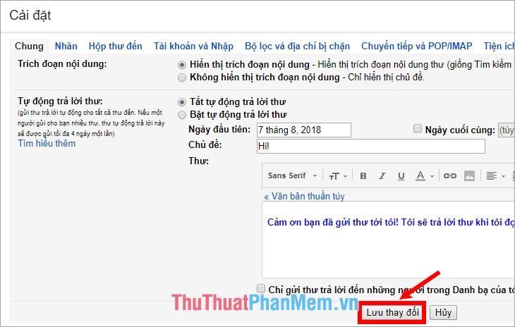 Chọn Save Changes để lưu lại chữ ký