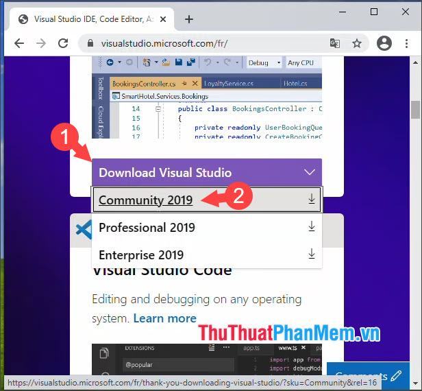 chọn phiên bản Visual Studio bạn thích