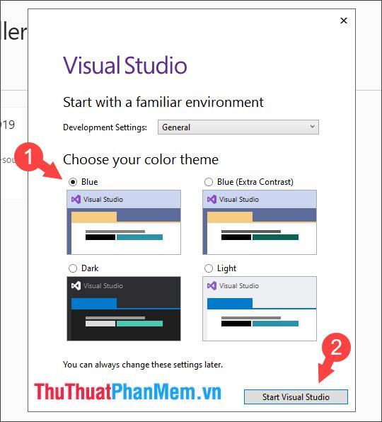 Chọn Bắt đầu Visual Studio